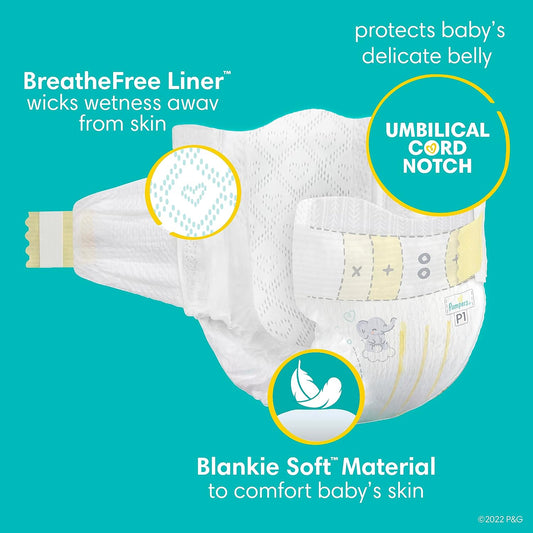 Pampers Swaddlers Diapers Preemie - Size P1, 27 Count, Ultra Soft Disposable Baby Diapers