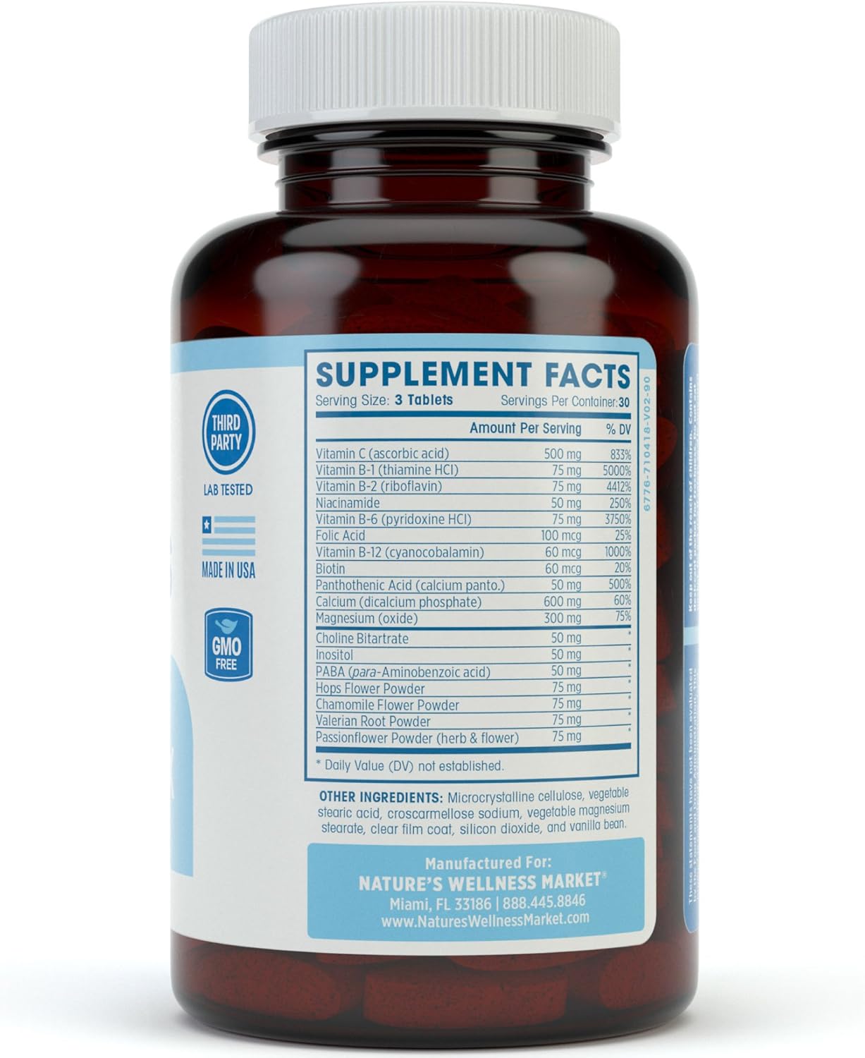 Vitamin B Complex Stress Relief | All Natural Mood Enhancer And Stress Support Supplement | Stress B Complex With Herbal Extract Blend Plus Vitamin C, Paba, And Choline : Health & Household