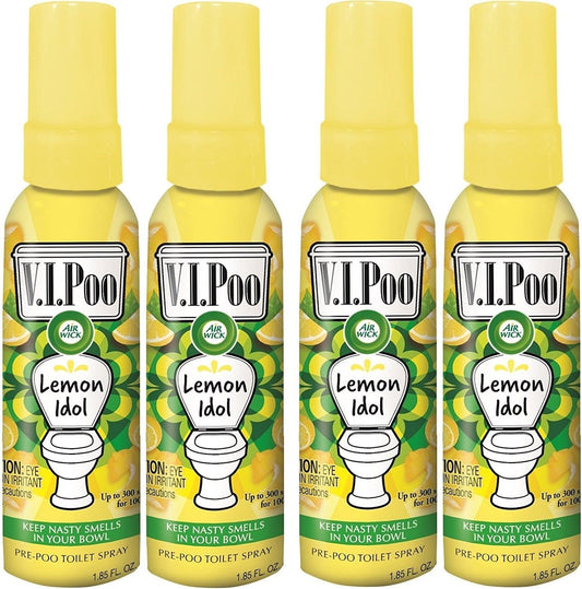 Air Wick V.I.Poo Pre-Poo Toilet Spray VALUE PACK crEAUa Lemon Idol, 1.85 oz, Pack of 4 : Health & Household