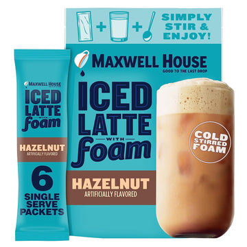 Maxwell House Hazelnut Iced Latte Single Serve Instant Coffee Beverage Mix (Six, 1oz. Packets)