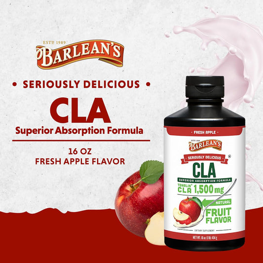 Barlean's Fresh Apple with 1,500 mg of Tonalin CLA - Gluten-Free, Vegan, Kosher - 16-Ounces