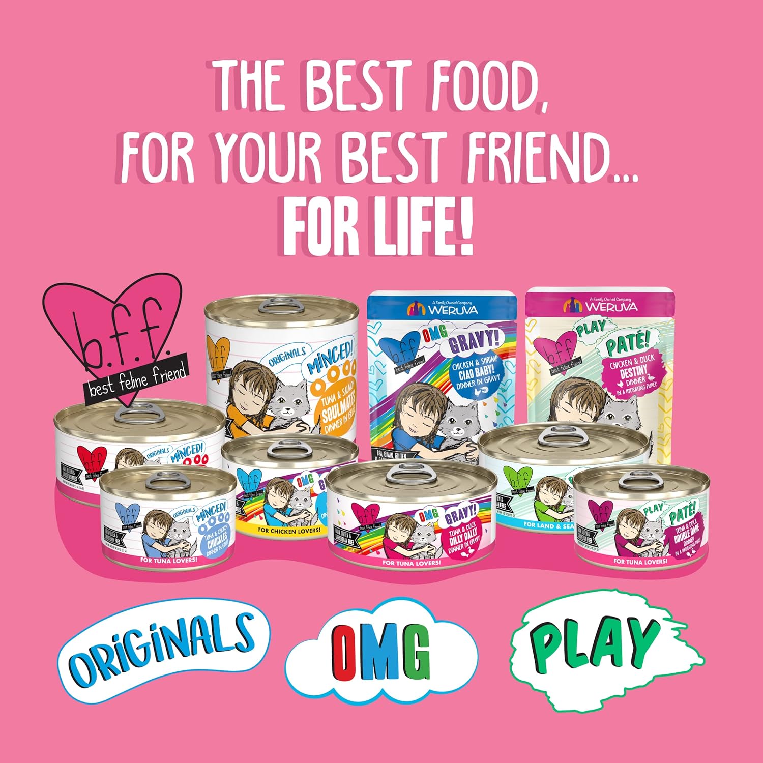 Weruva B.F.F. PLAY - Best Feline Friend Paté Lovers, Aw Yeah!, Tuna & Salmon Oh Snap! with Tuna & Salmon, 5.5oz Can (Pack of 8) : Pet Supplies