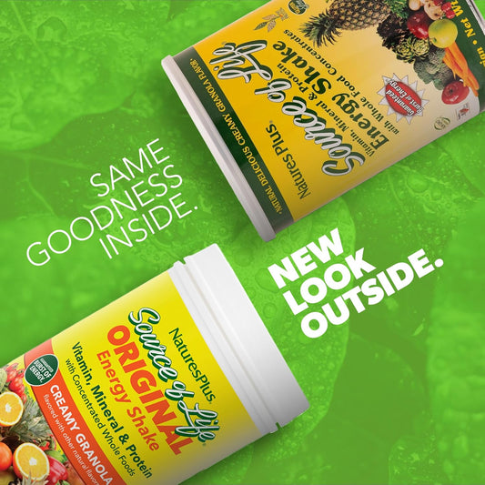 Naturesplus Source Of Life Energy Shake - 2.2 Lbs Multivitamin, Mineral & Protein Powder - Granola Flavor - Whole Food Meal Replacement - Non-Gmo, Vegetarian, Gluten-Free - 26 Servings