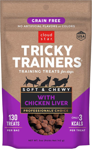 Cloud Star Tricky Trainers Chewy & Grain Free, Low Calorie Dog Training Treats, Baked In The Usa, Liver 5 Oz