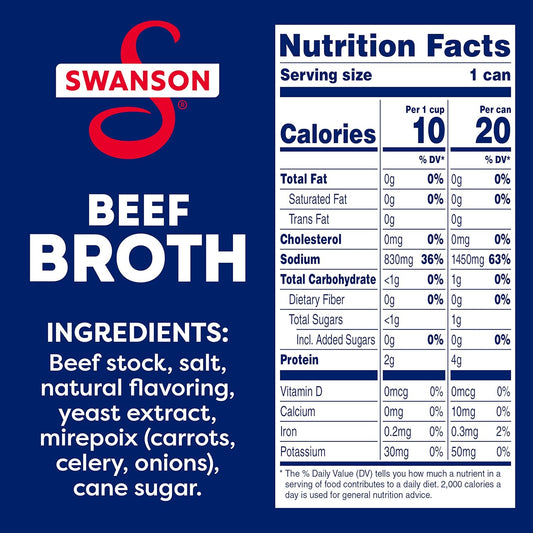 Swanson 100% Natural, Gluten-Free Beef Broth, 14.5 Oz Can