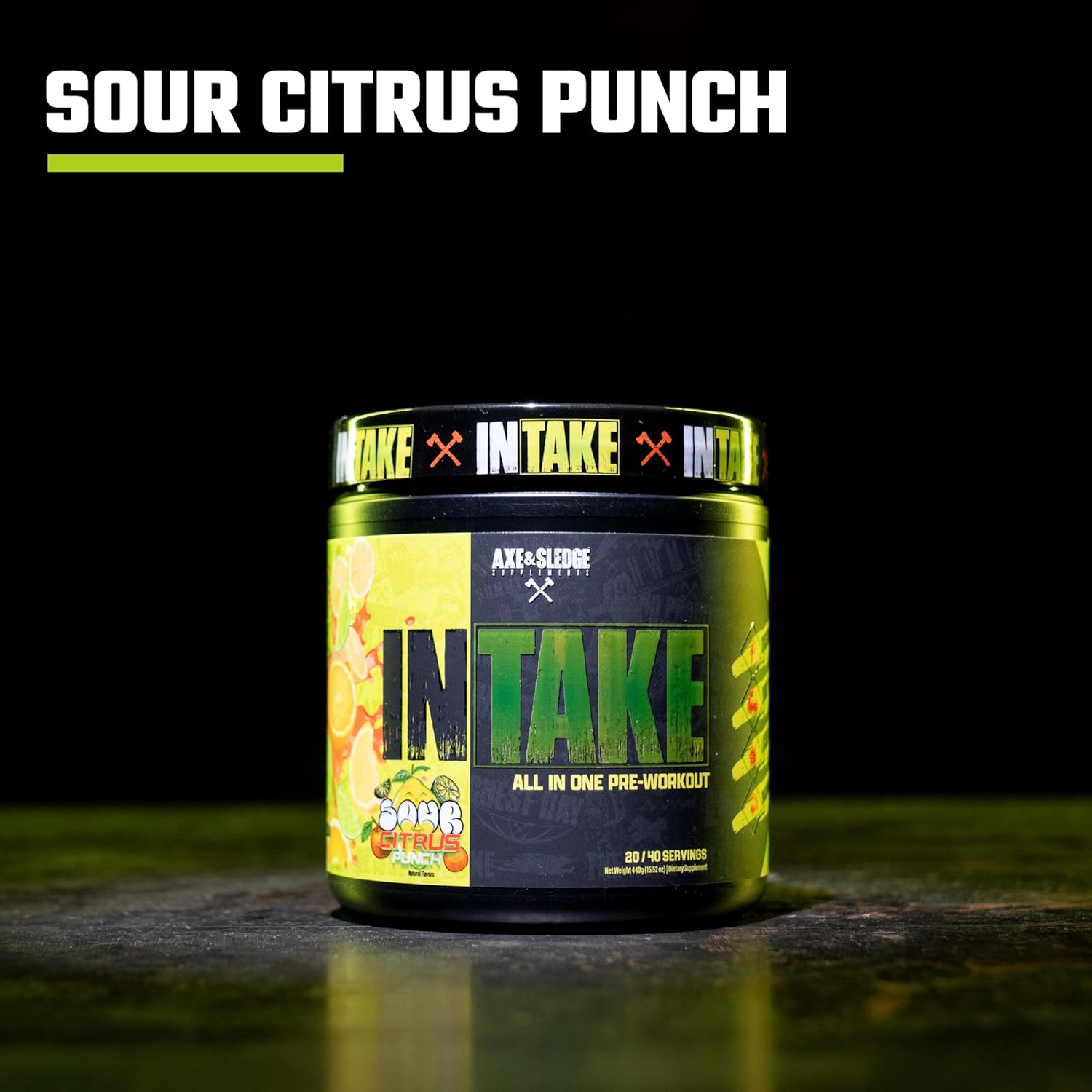 Axe & Sledge Intake All-In-One Pre-Workout | 300Mg Caffeine | L-Citrulline, Beta Alanine, Betaine For Performance & Focus | Pre-Workout For Men & Women | 20/40 Servings, Sour Citrus Punch : Health & Household