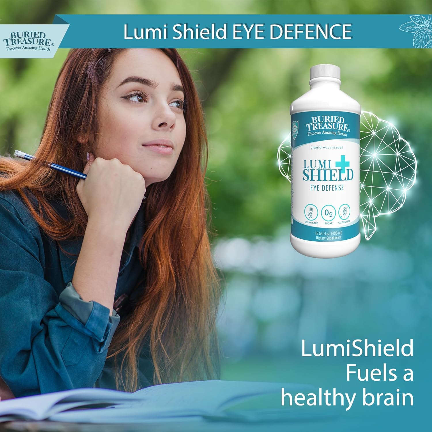 Buried Treasure Lumishield Plus - Peppermint Flavor 16 Oz. Eye Health Support In Liquid Supplement : Health & Household