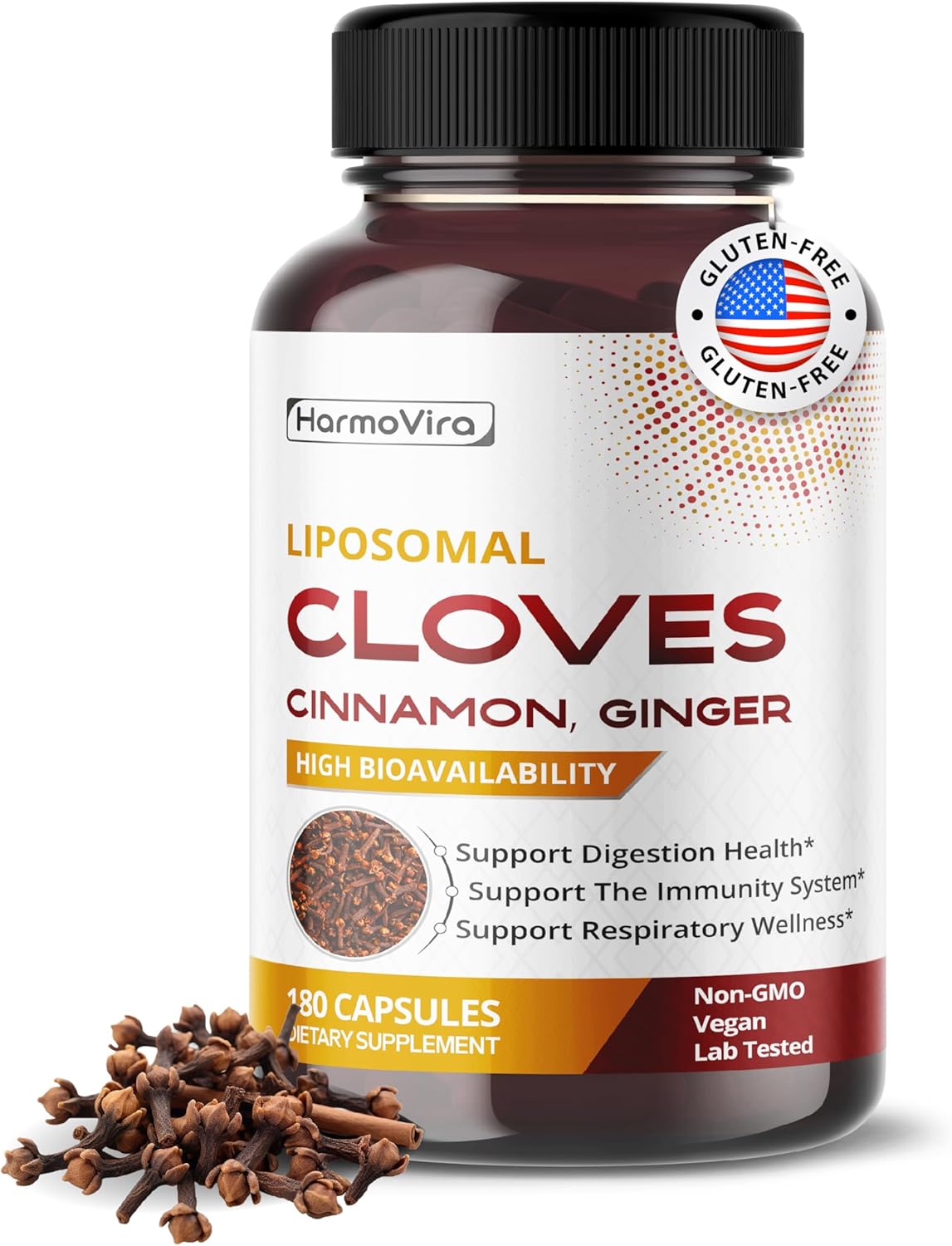 Liposomal Cloves Supplement With Cinnamon, Ginger, Turmeric, Oregano & Black Pepper – Support Digestion, Immunity & Respiratory Wellness – 180 Vegan Capsules – Made In Usa