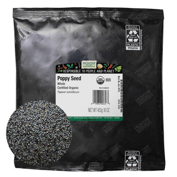 Frontier Co-Op Organic Whole Poppy Seed 1Lb - Bulk Bag Of Poppy Seeds For Baking, Salad Dressing, Cooking, Kosher Recipes And More