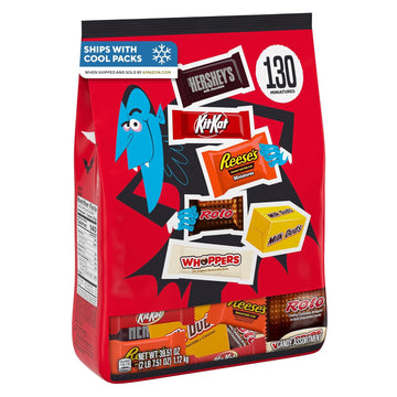 Hershey Miniatures Assorted Flavored, Halloween Candy Bulk Bag, 39.51 Oz (130 Pieces)