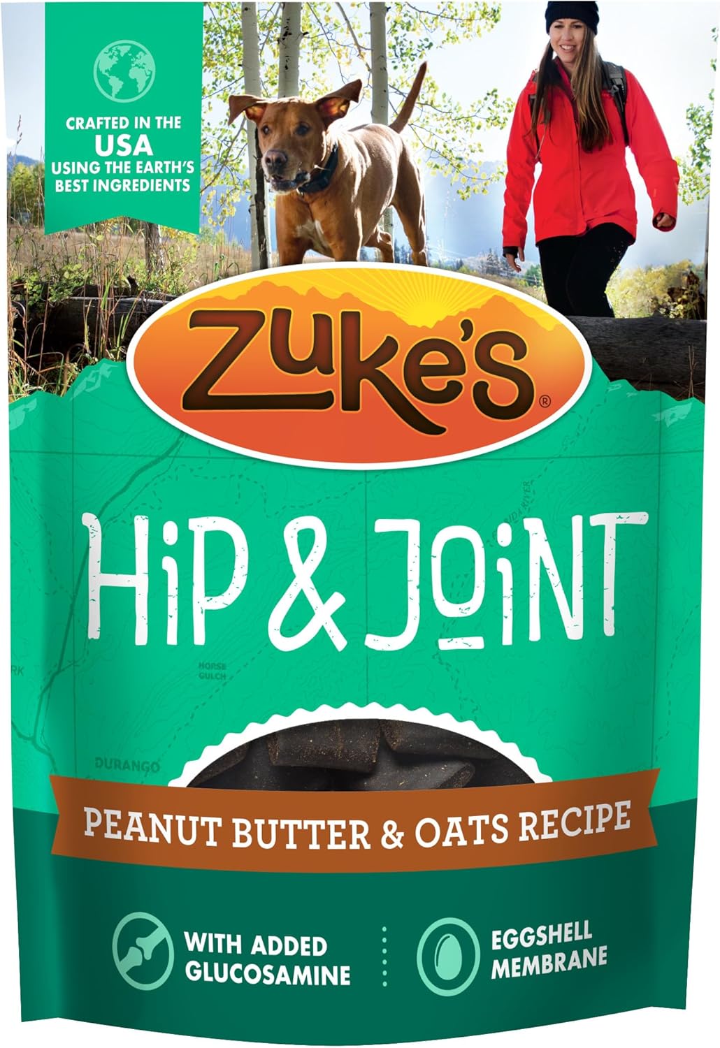 Zukes Hip And Joint Dog Treats, Soft And Chewy Natural Bag Of Treats Bites, Peanut Butter And Oats Recipe - 6 Oz. Bag