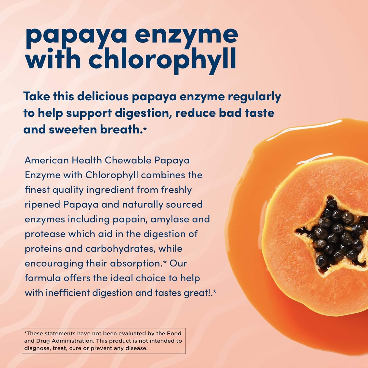 American Health Papaya Enzyme With Chlorophyll - 100 Chewable Tablets - Promotes Nutrient Absorption - Non-Gmo, Vegan, Gluten Free - 33 Servings : Health & Household