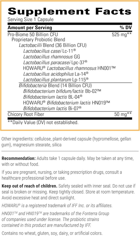 Integrative Therapeutics - Pro-Biome 50B Cfu - Proprietary Probiotic Blend - 30 Capsules