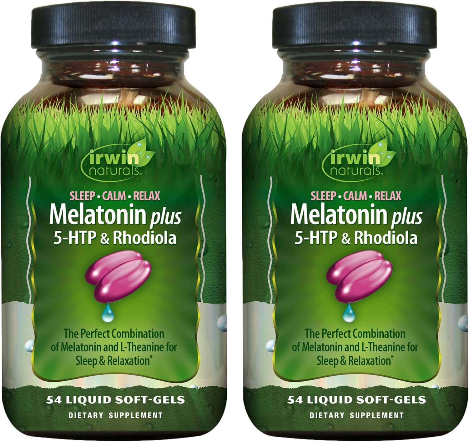 Irwin Naturals Melatonin Plus 5-Htp & Rhodiola - 54 Liquid Soft-Gels, Pack Of 2 - With L-Theanine, Lemon Balm & Ashwagandha