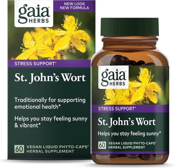 Gaia Herbs St. John's Wort, Vegan Liquid Capsules, 60 Count - Stress Support to Promote a Positive and Sunny Mood