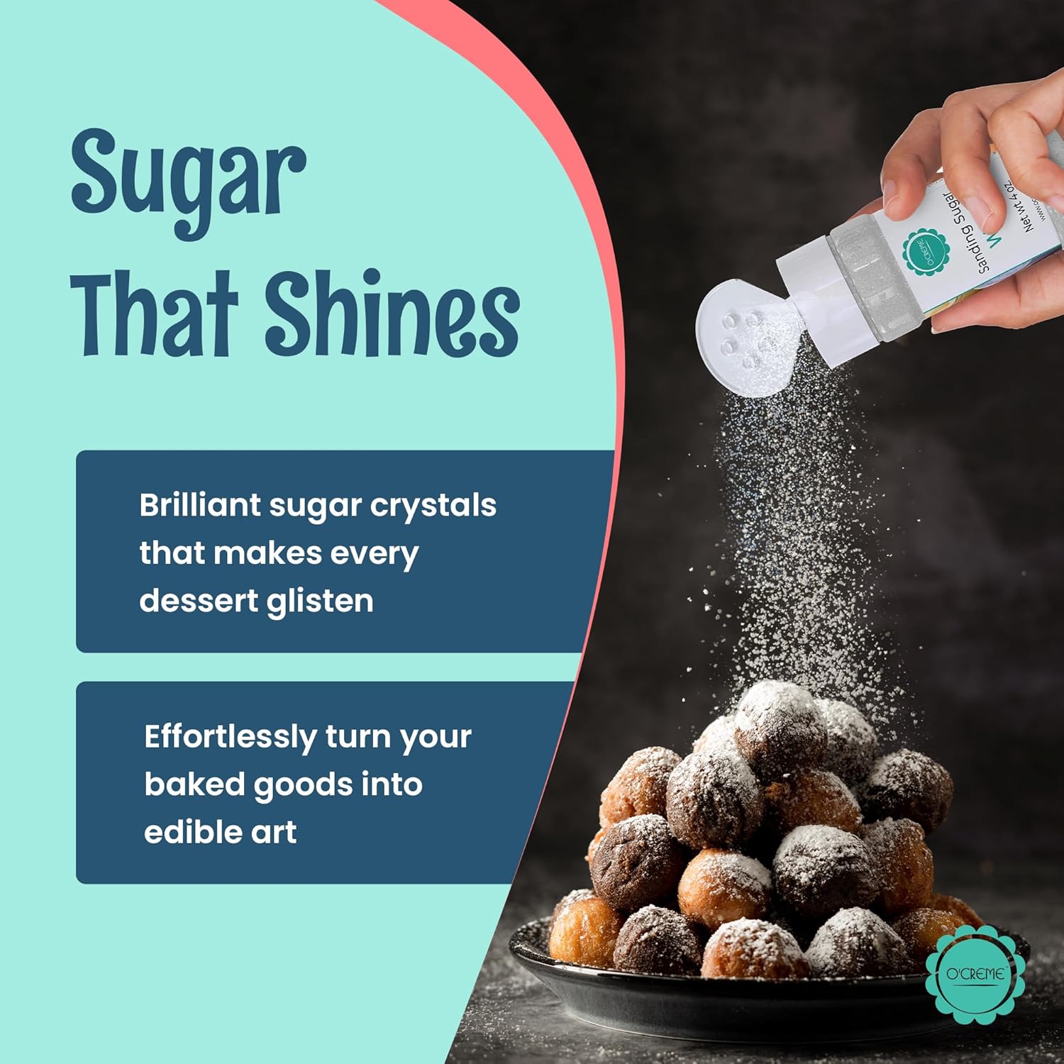 O’Creme Sanding Sugar For Cookie Decorating – Eye-Catching White Sugar Crystals For Unique Cake Toppings – Extra Sugar For Cake Toppings, Cupcakes And Cookies – Ideal Decoration Solution - 4 Ounce, White : Grocery & Gourmet Food