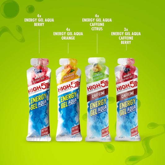 High5 Energy Gel Aqua - Quick Release Sports Gels To Power Muscles For Peak Performance - Natural Fruit Juice - On The Go Energy Boost For Running, Cycling And Endurance (Mixed, 15 X 66G)