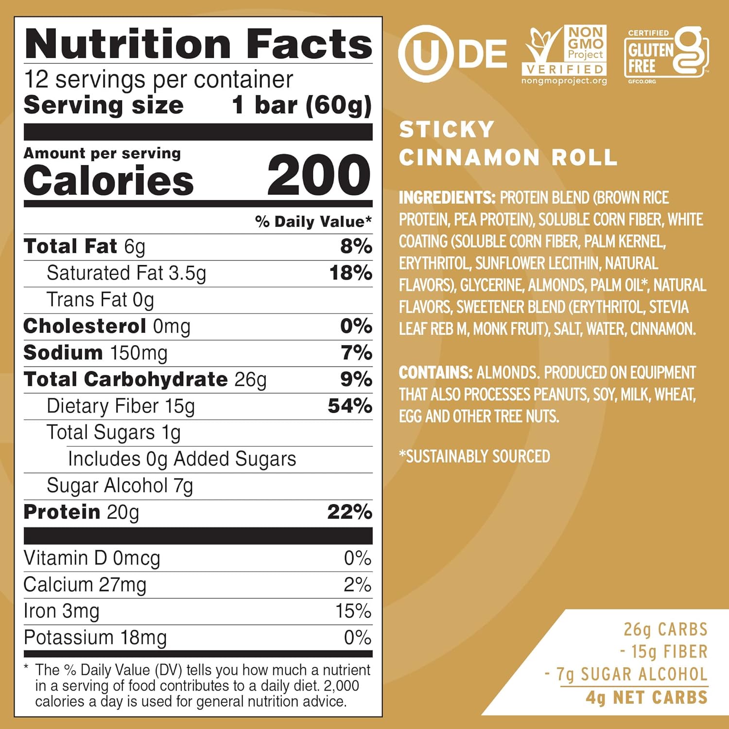 No Cow High Protein Bars, Dipped Sticky Cinnamon Roll - Healthy Snacks, 20g Vegan Protein, High Fiber, Low Sugar, Keto Friendly, Dairy & Gluten Free (12 Count) : Health & Household