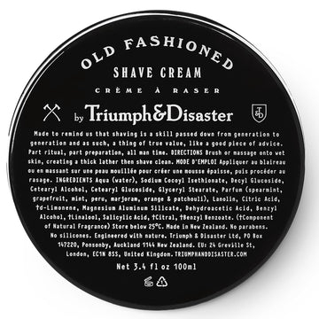 Triumph & Disaster | Old Fashioned Shave Cream Jar | Shaving Lotion For Sensitive Skin - Alcohol Free, 3.4 Oz (100+ Shaves)