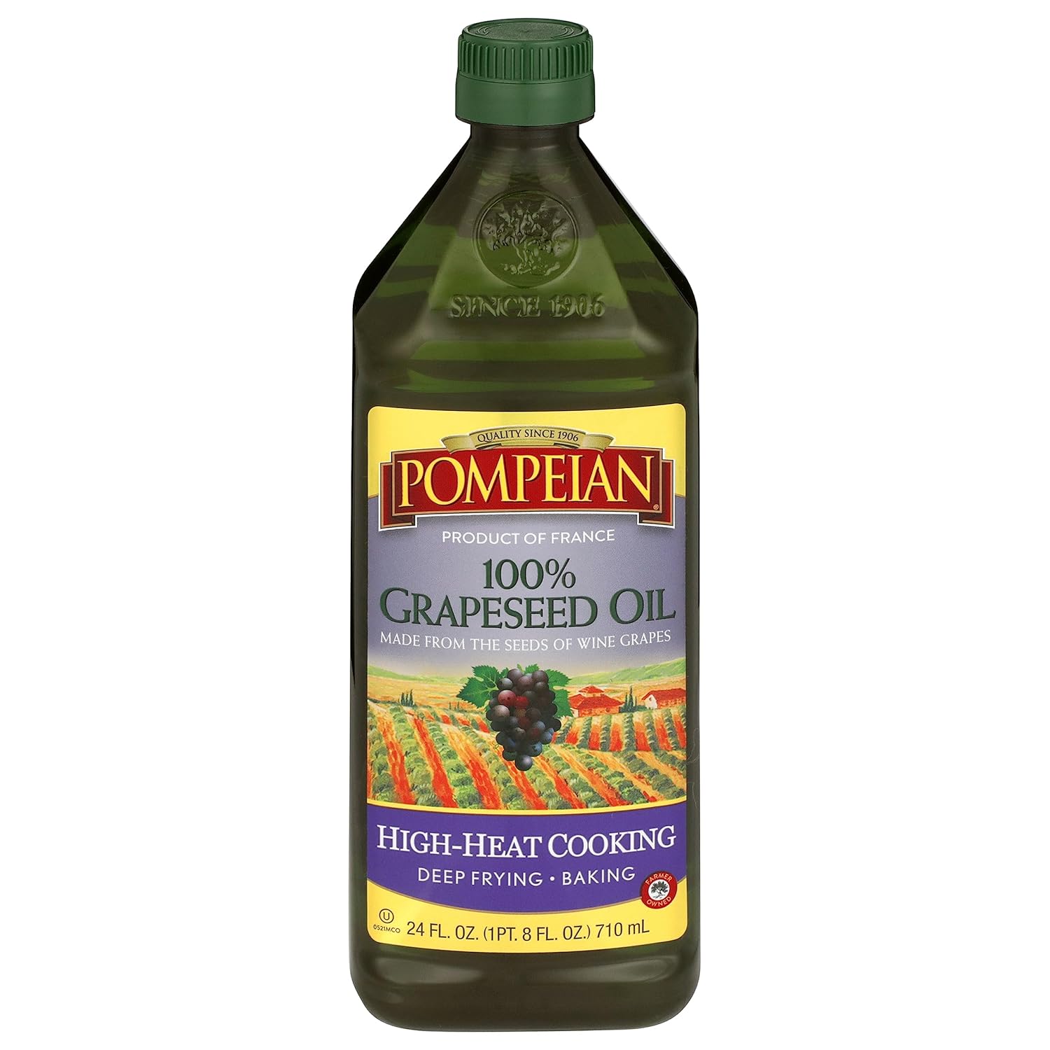 Pompeian 100% Grapeseed Oil, Light And Subtle Flavor, Perfect For High-Heat Cooking, Deep Frying And Baking, 24 Fl. Oz