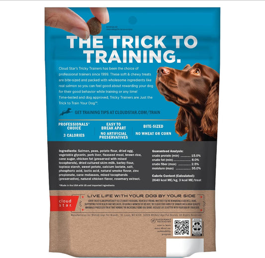 Cloud Star Tricky Trainers Soft & Chewy Dog Training Treats 14 Oz Pouch, Salmon Flavor, Low Calorie Behavior Aid With 360 Treats