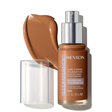 Revlon Illuminance Skin-Caring Liquid Foundation, Hyaluronic Acid, Hydrating And Nourishing Formula With Medium Coverage, 509 Sandalwood (Pack Of 1)