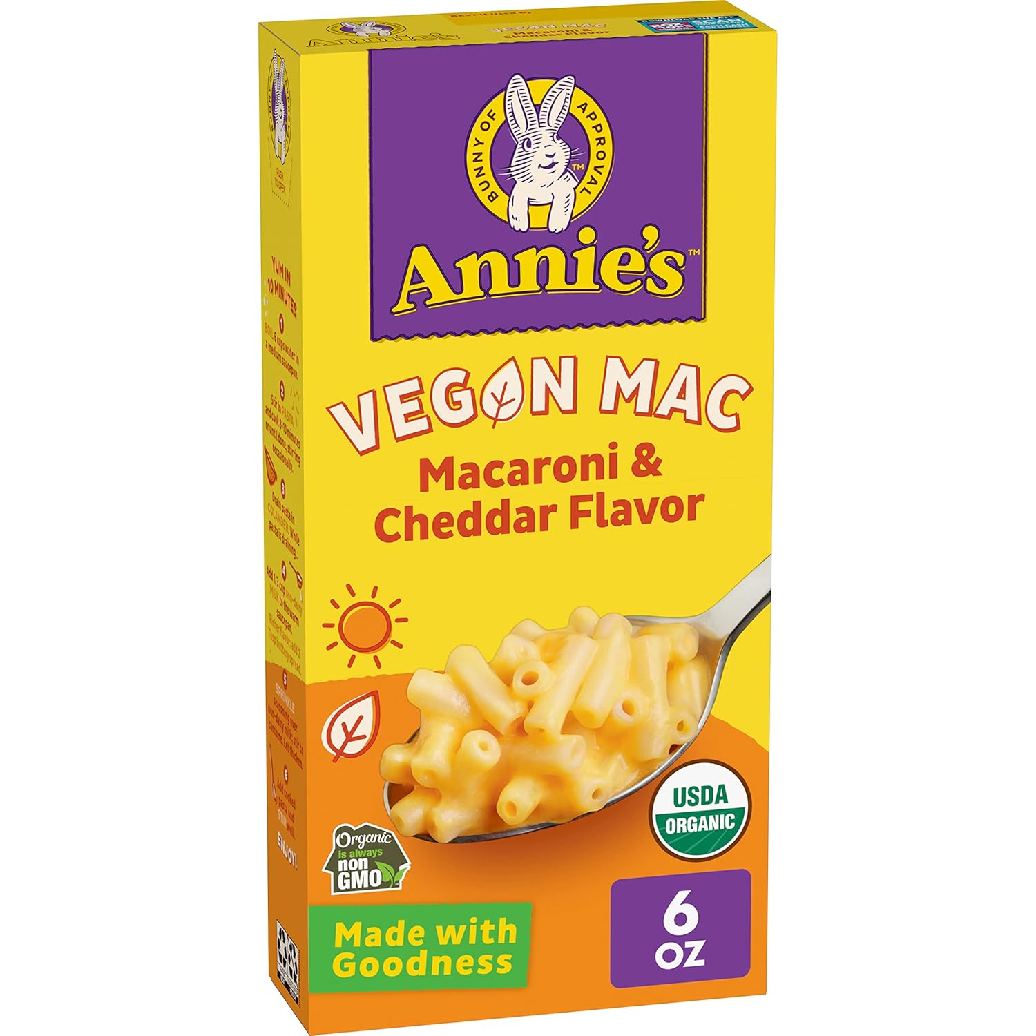 Annie’S Vegan Mac And Cheddar Flavor Dinner With Organic Pasta, 6 Oz