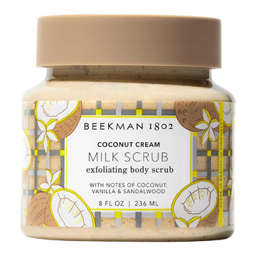 Beekman 1802 Glacial Mint & Eucalyptus Exfoliating Milk Body Scrub - 8.0 Fl Oz - Smooths & Evens Out Tone - With Goat Milk & Jojoba Beads - Skin Barrier Safe - Good For Sensitive Skin - Cruelty Free