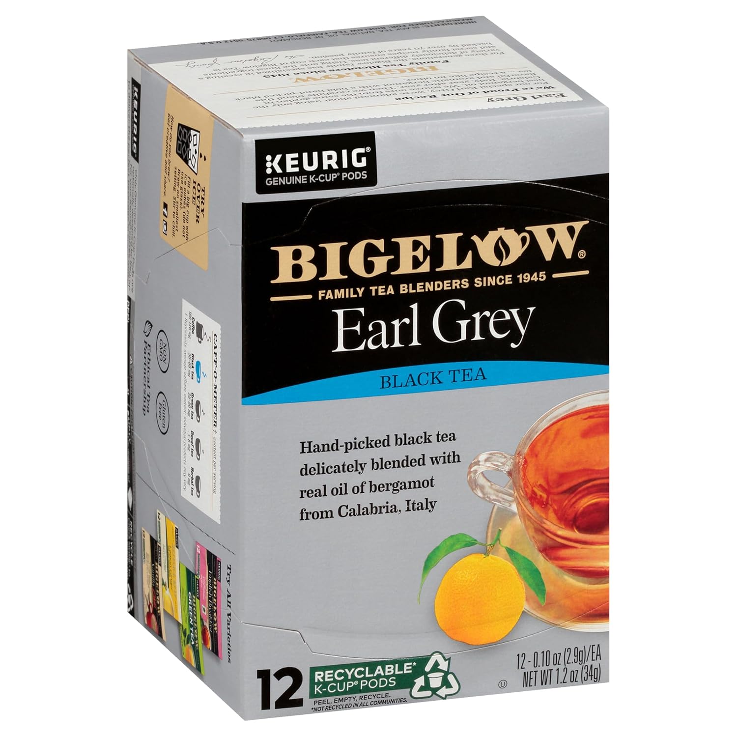 Bigelow Tea Earl Grey Black Tea Keurig K-Cup Pods, Caffeinated Tea Keurig Tea Pods, 12 Count Box (Pack Of 6), 72 Total K-Cup Pods