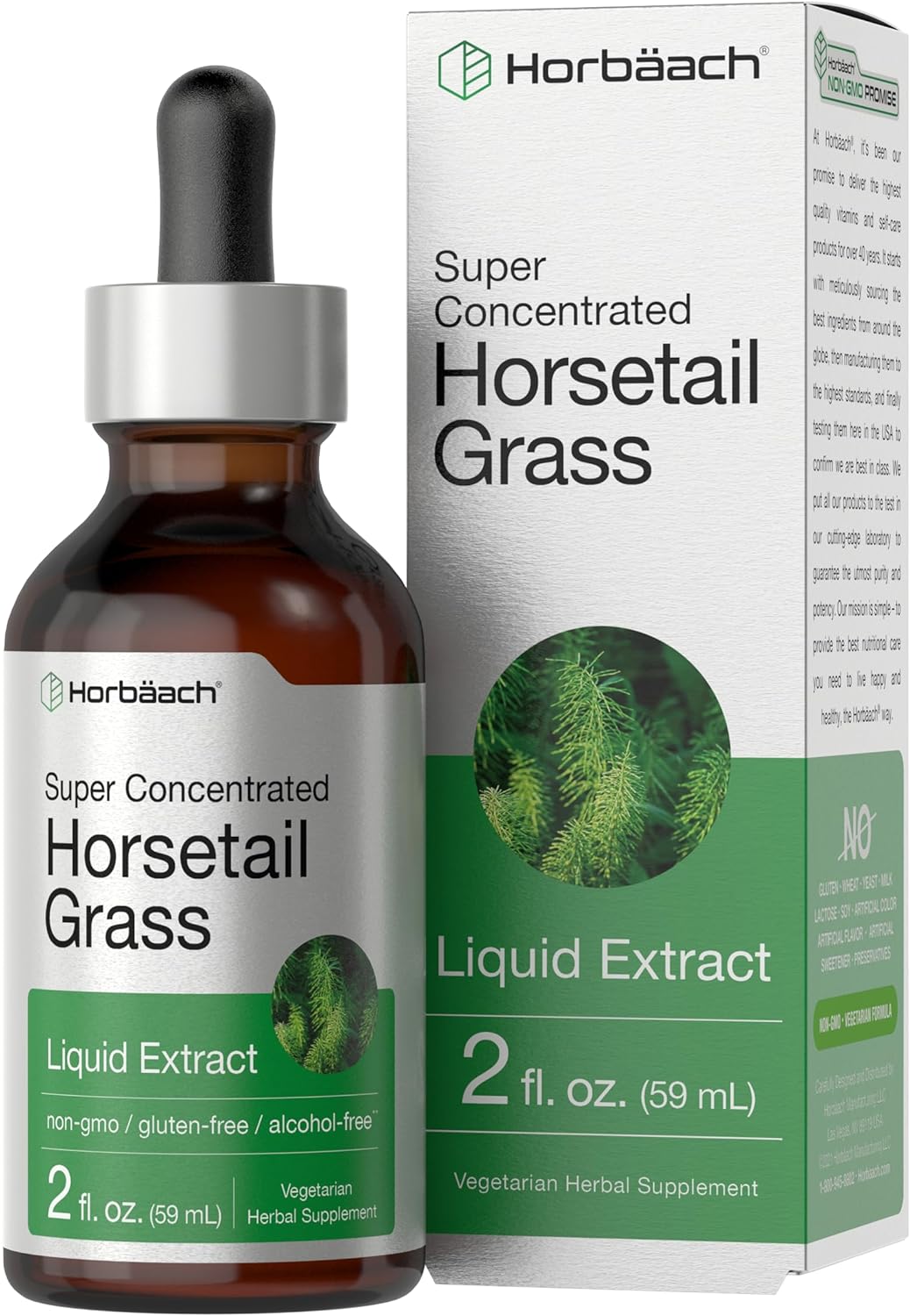 Horbäach Horsetail Herb Liquid Extract | Alcohol Free | 2 fl oz | Vegetarian, Non-GMO, & Gluten Free Supplement