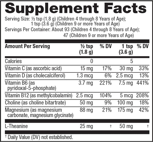 Natural Vitality Calm Mind, Magnesium Citrate + L-Theanine Powder, Supports A Healthy Response To Stress, Gluten Free & Vegetarian, Honey Chamomile, 12 Oz