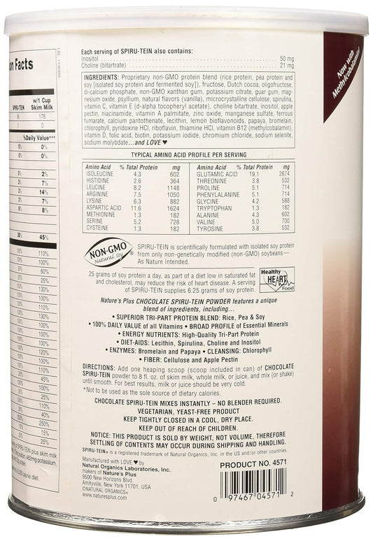 NaturesPlus SPIRU-TEIN Shake - Chocolate - 2.1 lbs, Spirulina Protein