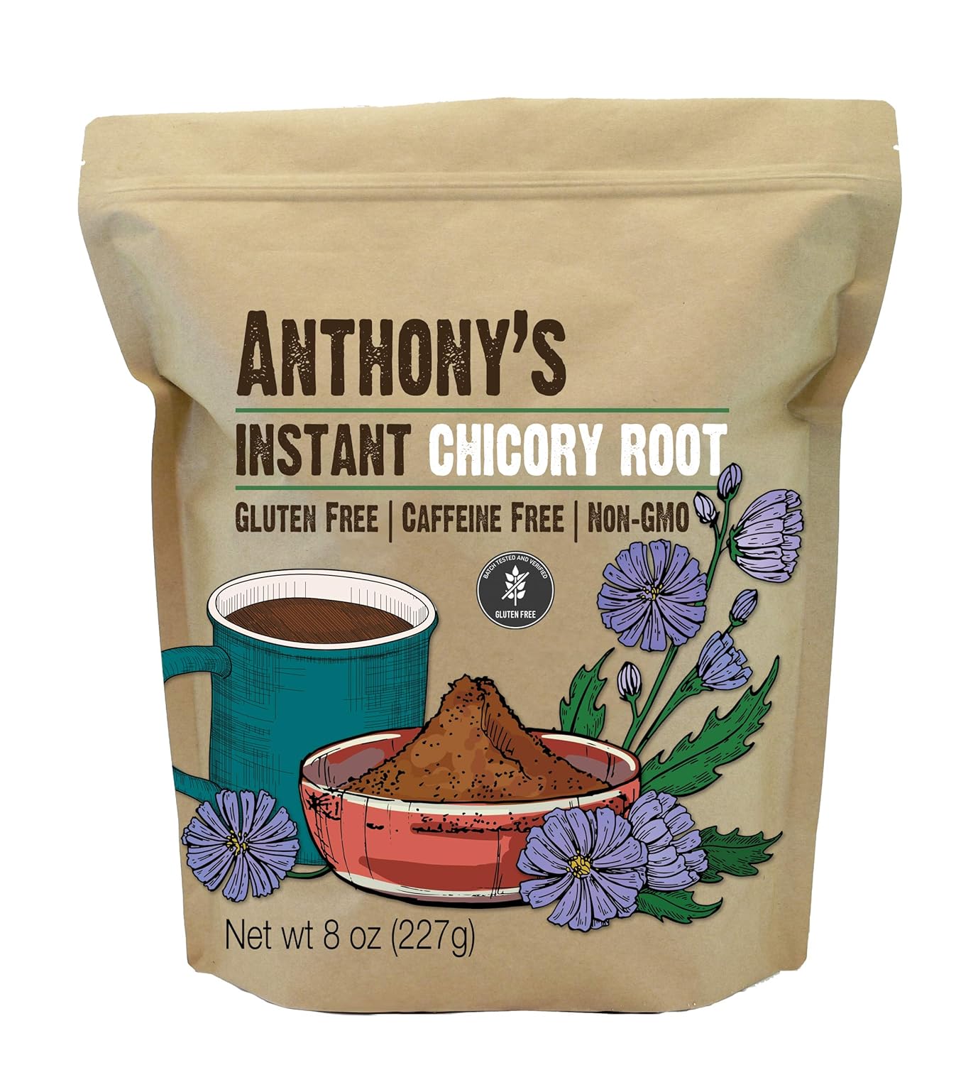 Anthony'S Instant Chicory Root, 8 Oz, Gluten Free, Caffeine Free, Non Gmo, Coffee Alternative