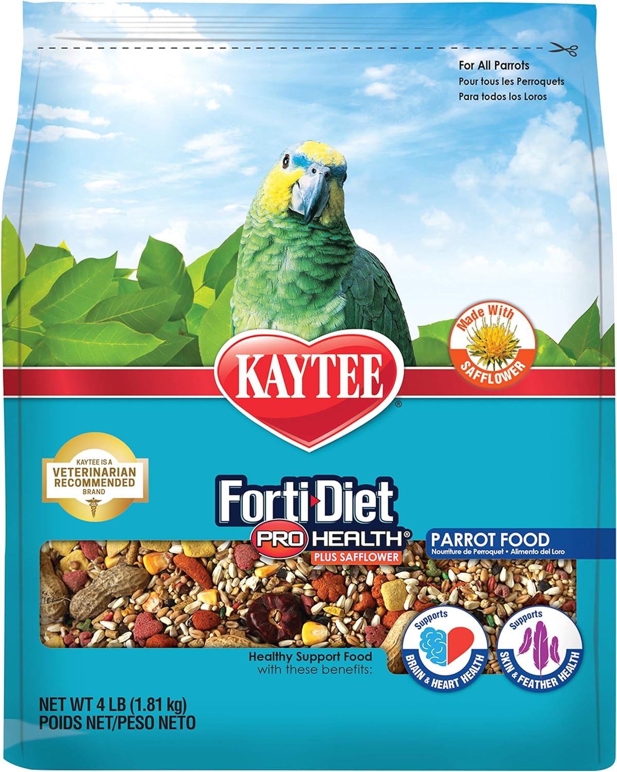 Kaytee Forti-Diet Pro Health With Safflower Pet Parrot Food, 4 Lb