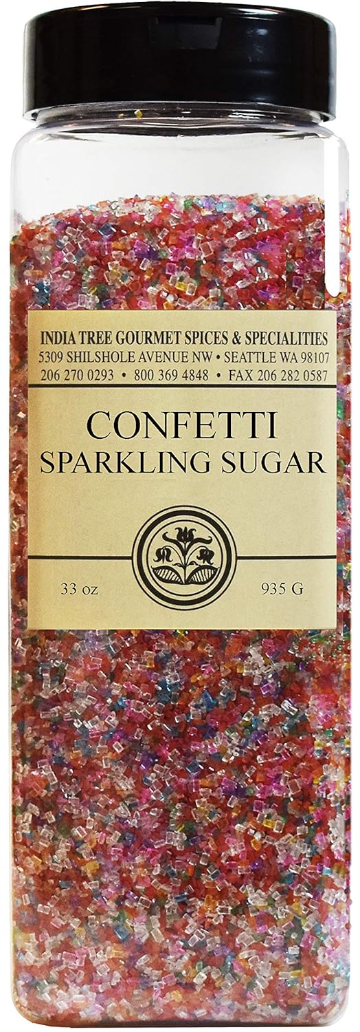 India Tree Pure Confetti Sparkling Sugar , Pantry Pak, Shimmery Sugar Sprinkles For Baking And Decorating , 33 Oz (Pack Of 1)