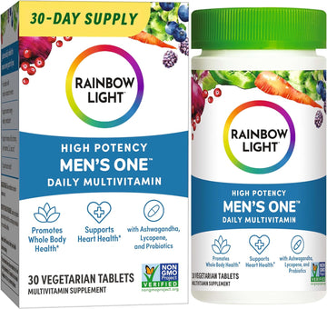 Rainbow Light Multivitamin For Men, Vitamin C, D & Zinc, Probiotics, Men'S One Multivitamin Provides High Potency Immune Support, Non-Gmo, Vegetarian, 30 Tablets