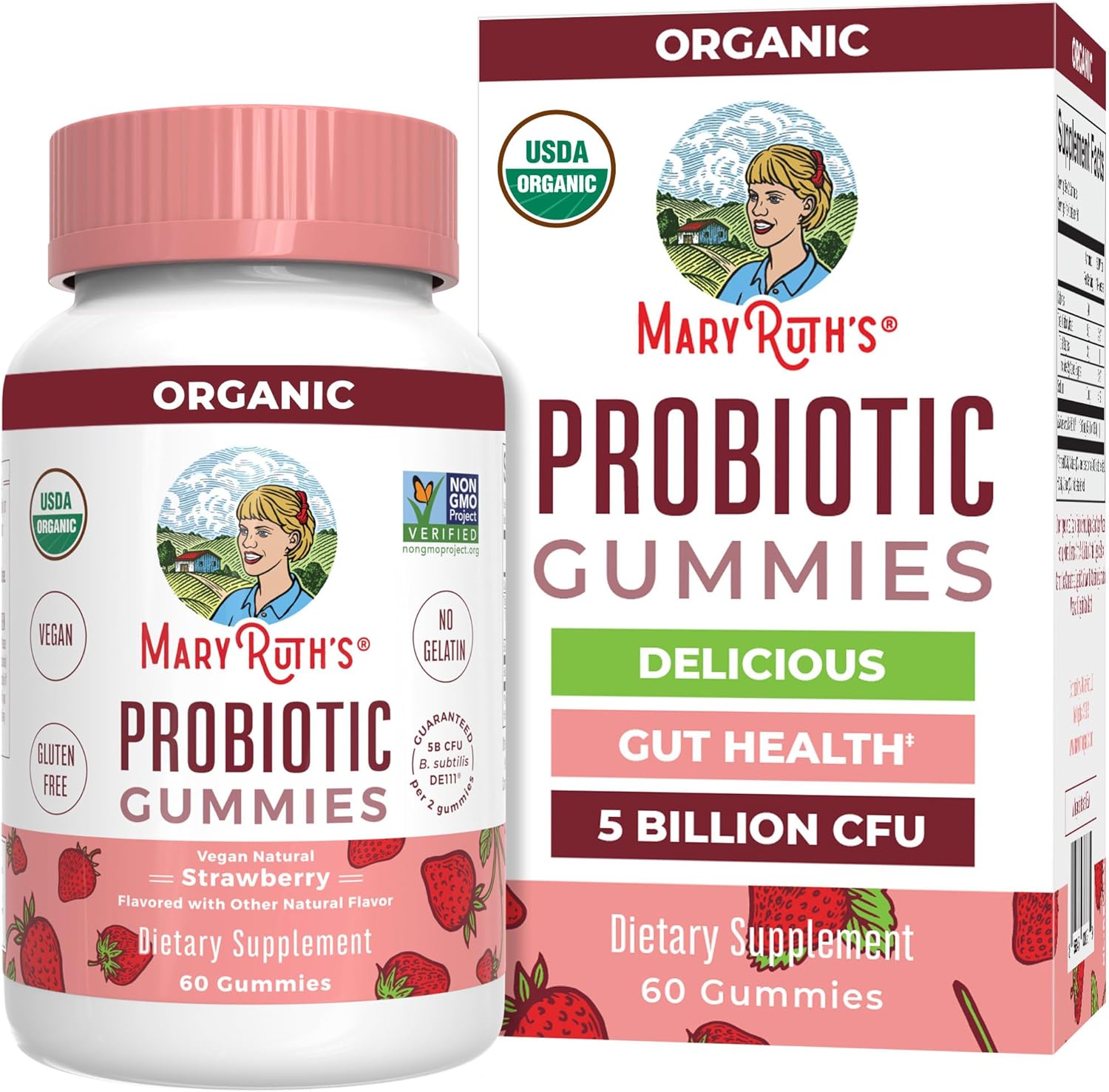 Usda Organic Probiotic Gummies By Maryruth'S | Probiotic Digestive Support | Immune Support | Digestive & Gut Health Supplement | 2.5 Billion Cfu | Vegan | Non-Gmo | Gluten Free | 60 Count