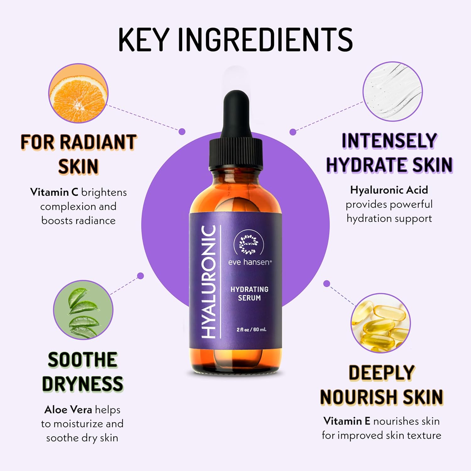Eve Hansen Hyaluronic Acid Skincare Bundle – Includes 2Oz Hyaluronic Acid Serum & 1.75Oz Hyaluronic Acid Cream – Hydrating, Anti-Aging, And Moisturizing Serum & Cream For Face And Neck