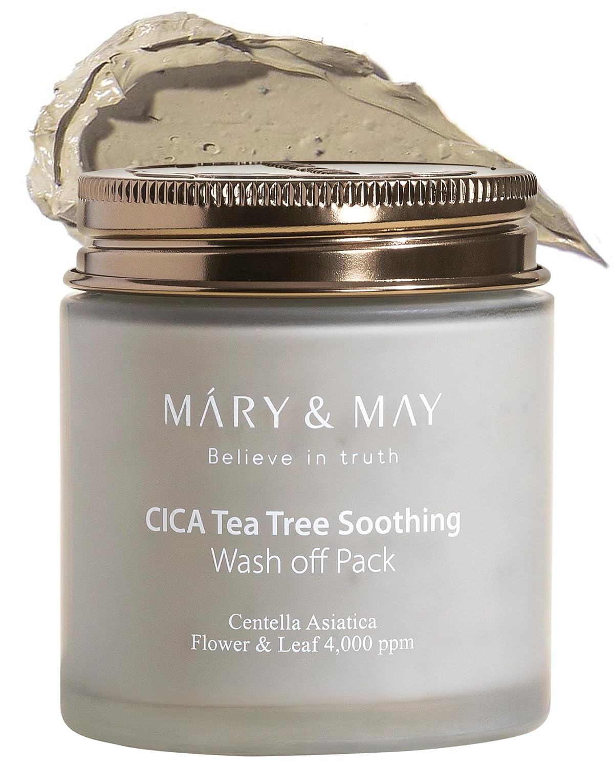 Mary&May Vegan Cica Tea Tree Soothing Wash Off Pack - Natural Centella Clay Mask For Sensitive Skin, Relieves Irritation, Cleanses Pores, And Hydrates, 4.4Oz