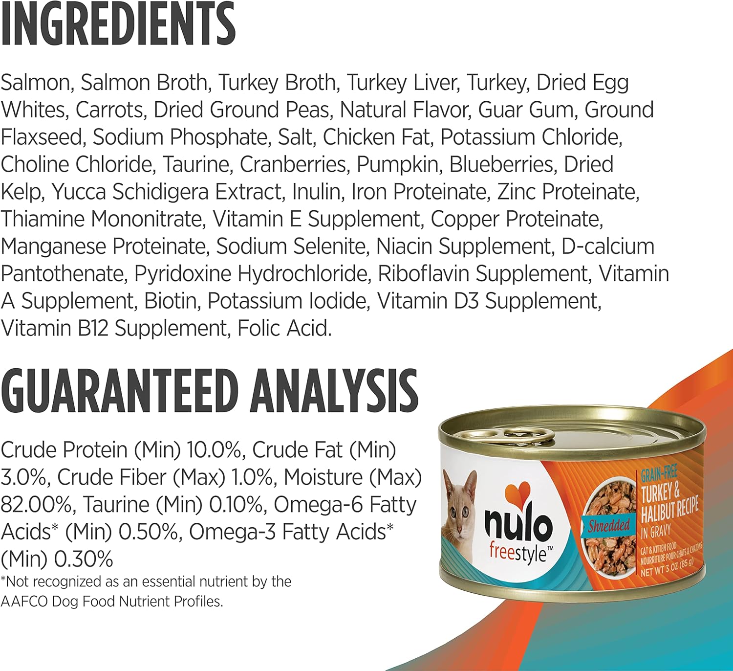 Nulo Freestyle Shredded Canned Wet Cat Food Variety Bundle - 3 oz. - 3 Flavors - Chicken & Duck, Beef & Rainbow Trout, and Turkey & Halibut (12 cans count) : Pet Supplies