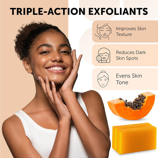 Valitic Papaya And Turmeric Kojic Acid Soap Bar - Dark Spot Corrector Skin Care Cleansing Bar - Infused With Vitamin C, Hyaluronic Acid, Collagen, Retinol, Olive Oil - 2 Pack