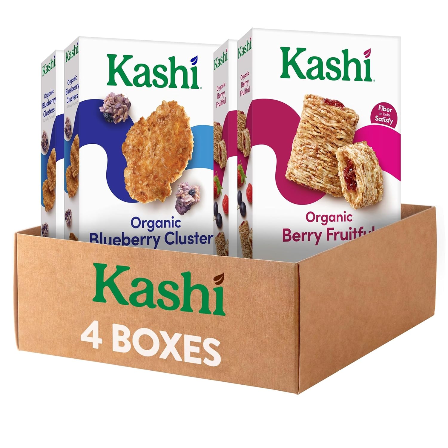 Kashi Cold Breakfast Cereal, Family Breakfast, Organic Fiber Cereal, Variety Pack (4 Boxes)