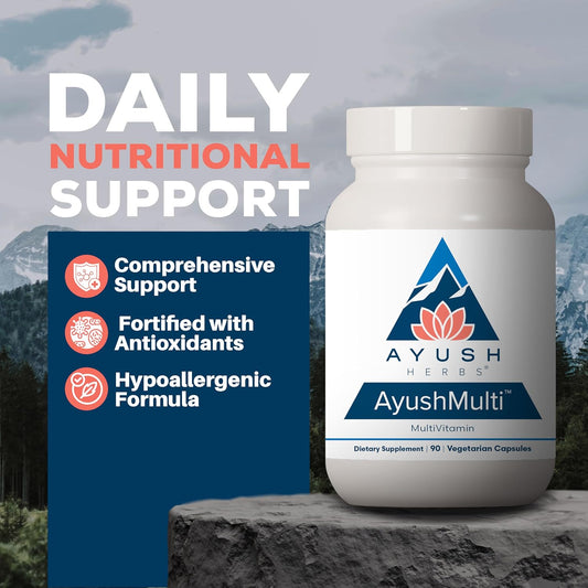 Ayush Herbs Ayush Multi - Multi Vitamin Capsules, Multivitamin With Iodine & Zinc For Men & Women, Daily Vitamin & Mineral Support For Adults - 90 Vegetarian Capsules (1 Count)