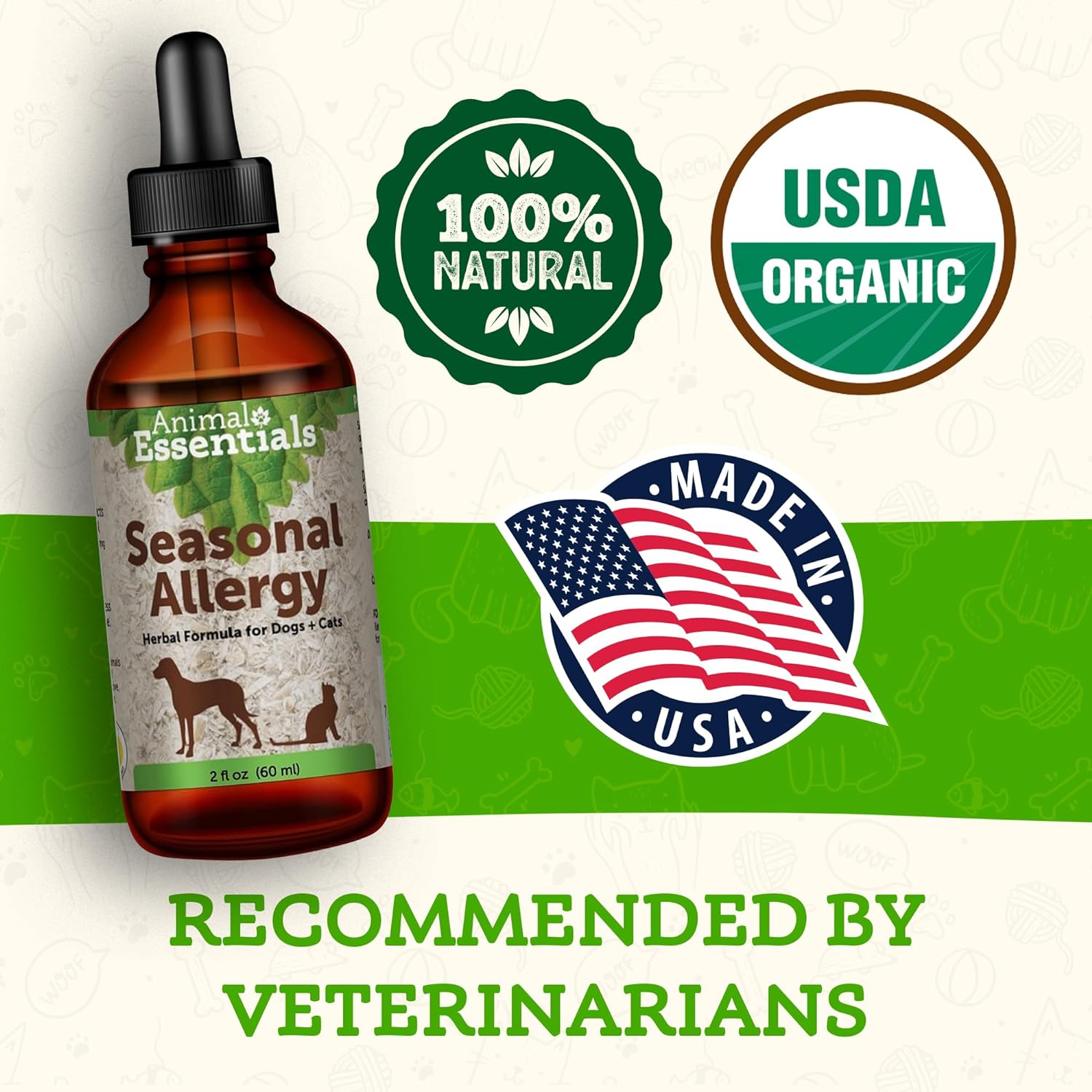 Animal Essentials Seasonal Allergy for Dogs & Cats - Allergy Relief, Licorice Root, Seasonal Support, Liquid Drops, Herbal Formula - 2 Fl Oz : Value : Pet Supplies