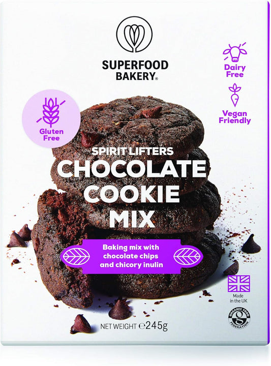 Superfood Bakery Spirit Lifters Chocolate Chip Cookie Mix: Gluten Free, Dairy Free, Vegan Friendly And Deliciously All-Natural Chocolate Cookie Baking Mix (245 G, Makes 12 Cookies)