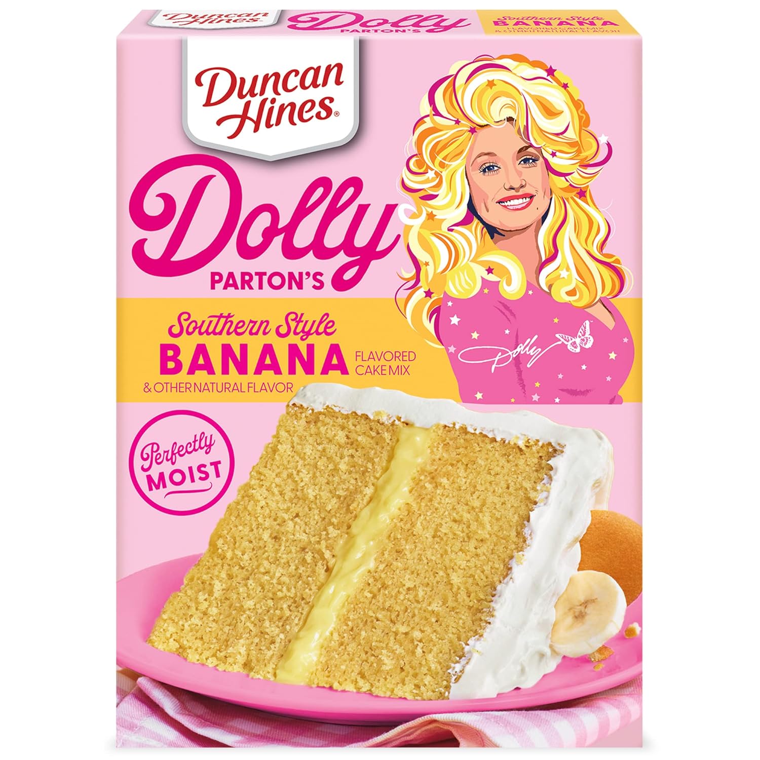 Duncan Hines Dolly Parton's Favorite Southern-Style Banana Flavored Cake Mix, 15.25 oz