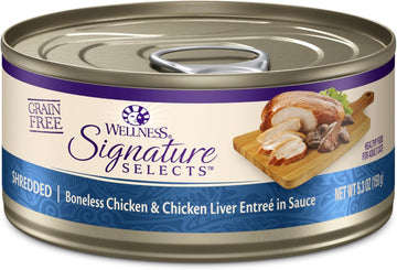 Wellness Core Grain-Free Signature Selects Wet Cat Food, Natural Pet Food Made With Real Meat (Shredded Chicken & Chicken Liver, 5.3 Ounces, Pack Of 12)