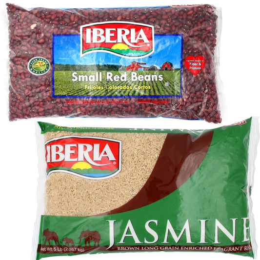 Iberia Brown Jasmine Rice 5lb. and Iberia Small Red Beans 4lb. Bundle