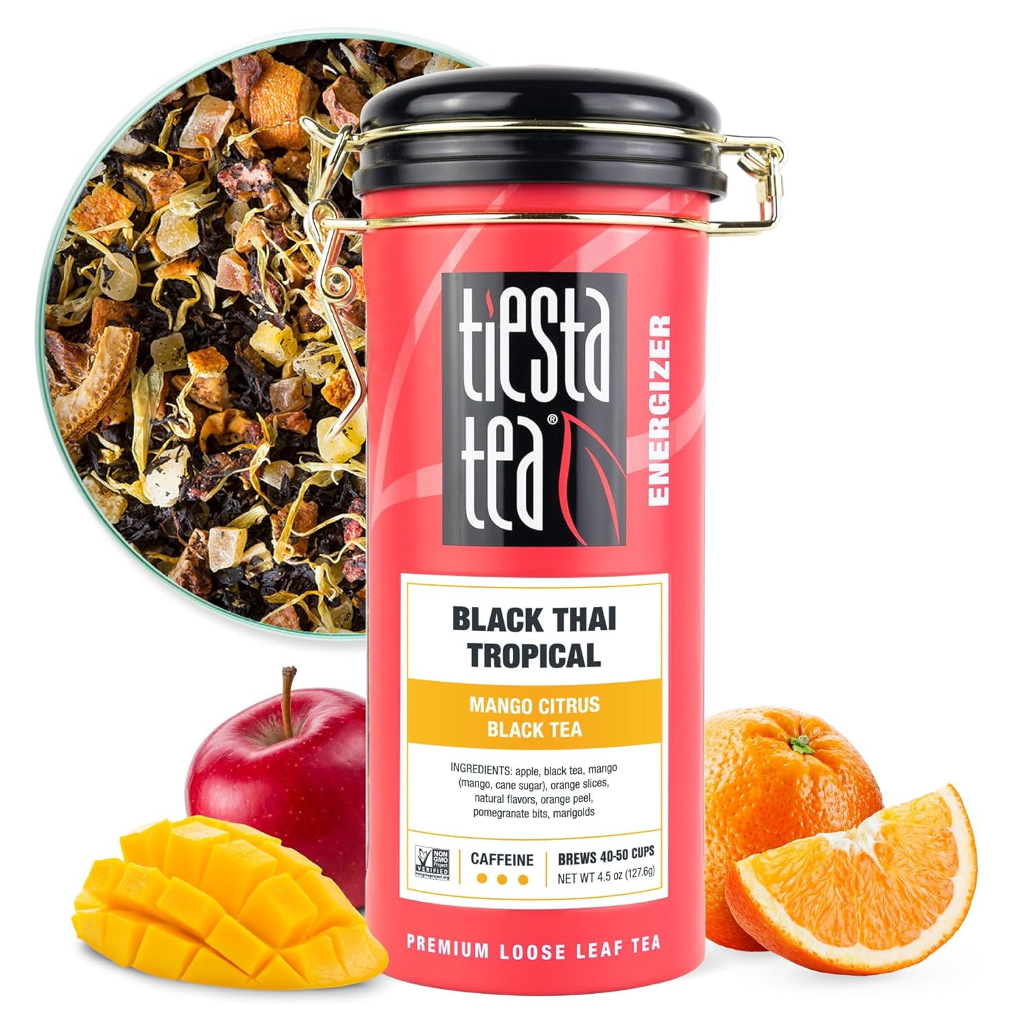 Tiesta Tea - Black Thai Tropical | Mango Citrus Black Tea | Premium Loose Leaf Tea Blends | High Caffeinated Black Tea | Make Hot Or Iced Tea & Brews Up To 50 Cups - 4.5Oz Refillable Tin