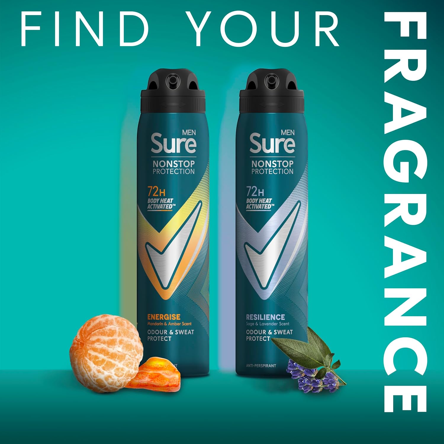 Sure Men Nonstop Protection Energise Anti-Perspirant Aerosol men's deodorant spray with Body Heat Activated technology for 72 hour protection against odour and sweat 6x 250 ml : Amazon.co.uk: Beauty